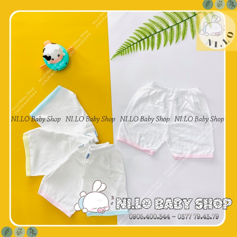Quần đùi sơ sinh Trắng Viền Màu JOU, chất vải cotton 100% cao cấp mềm, mịn, thoáng mát