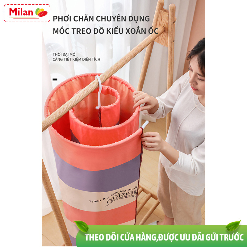 Giá phơi đồ kiểu xoắn ốc, móc treo phơi chăn, vỏ chăn, thích hợp dùng để phơi chăn,ga giường, rèm cửa,khoảng 2.2m