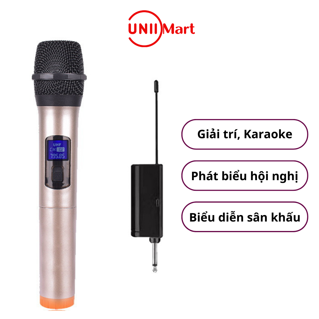 Bộ 1 micro không dây karaoke kaw k-01m-màu vàng, micro hút âm, chống hú, âm thanh rõ ràng - chính hãng