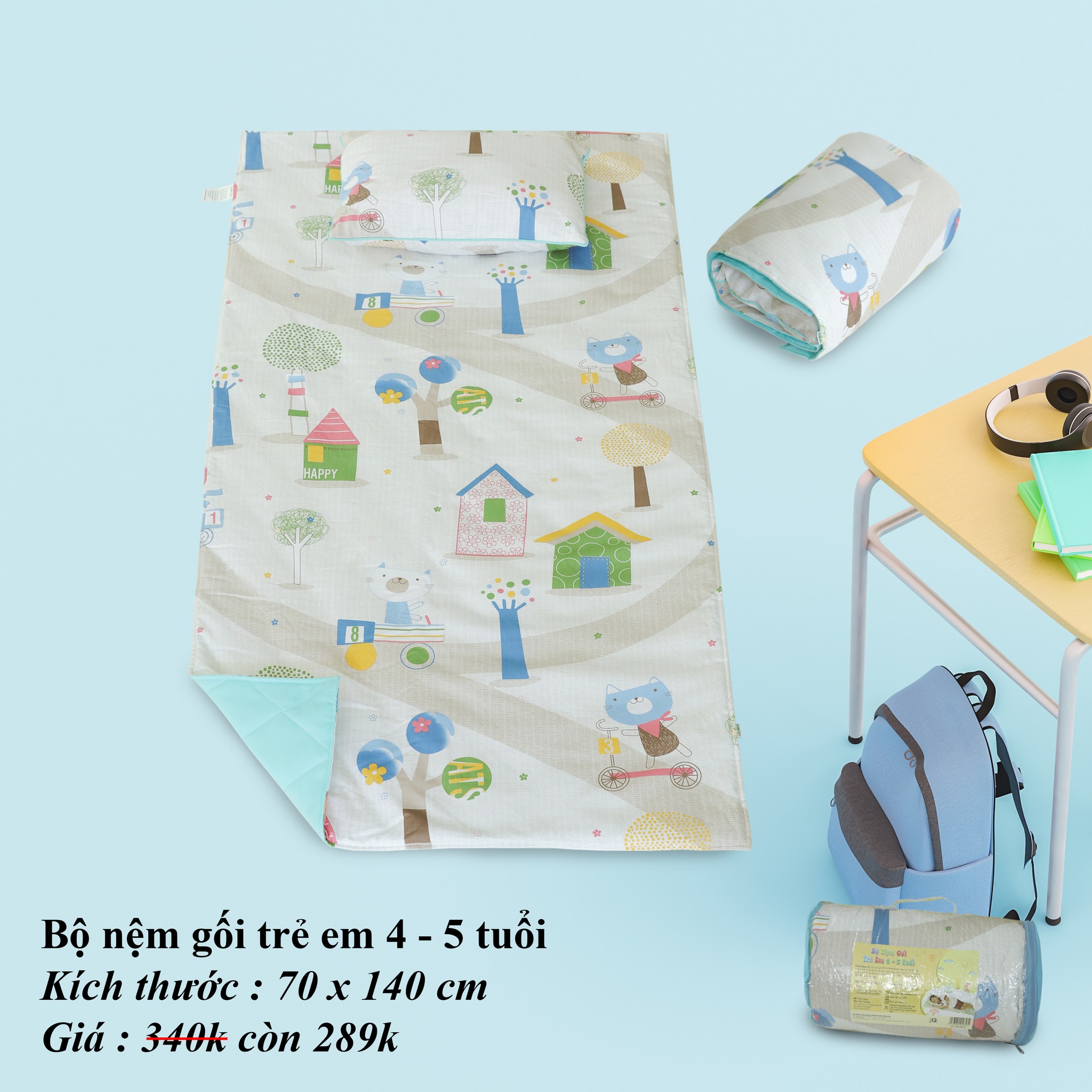 Bộ nệm gối size nhí Hometex (4-5 tuổi)