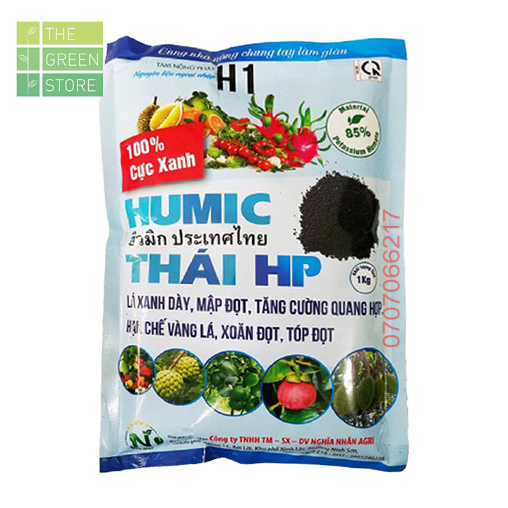  1kg Phân bón hữu cơ Humic Thái HP bổ sung vi lượng đạm cá tảo biển - kích ra rễ lá xanh dày giải độc hữu cơ cho hoa hồng mai vàng hoa cây cảnh rau màu cây ăn trái 