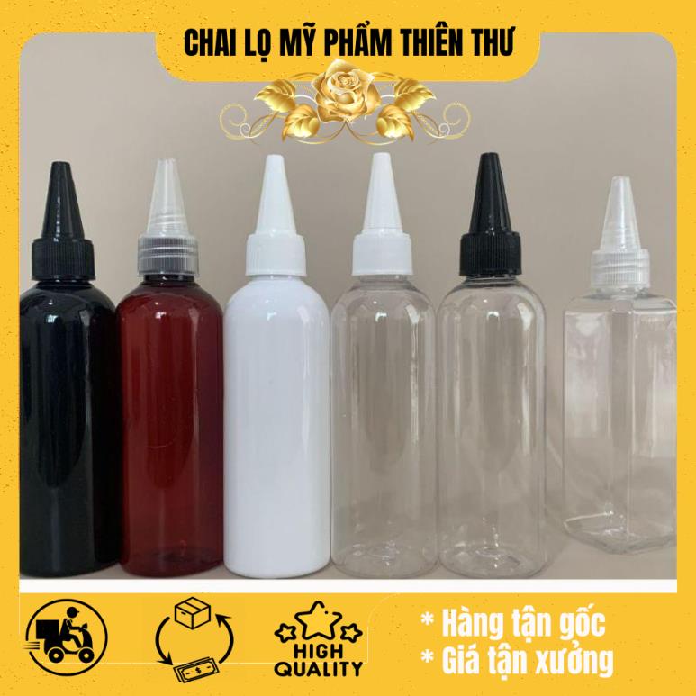 Chai nhựa pet nắp nhọn 250ml/200ml/150ml chiết mỹ phẩm