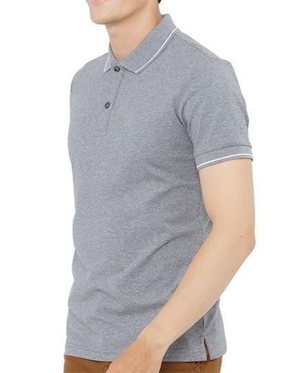 Áo thun viền cổ nam màu trắng