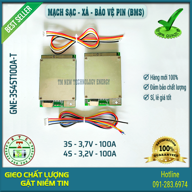 Mạch sạc, xả và bảo vệ pin lithium bms 3s 3,7v 100a và 4s 3,2v 100a
