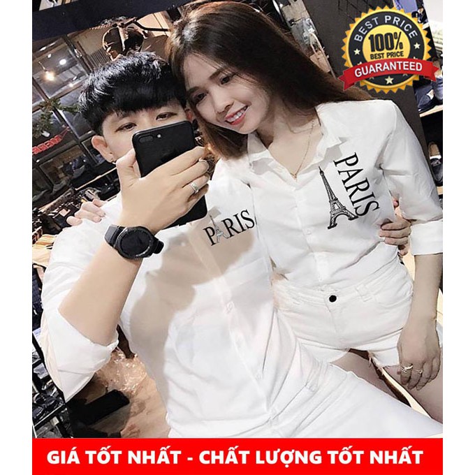 [HCM]ÁO SƠ MI CẶP ĐÔI THÁP PARIS CAO CẤP | ÁO ĐÔI NAM NỮ ĐẸP