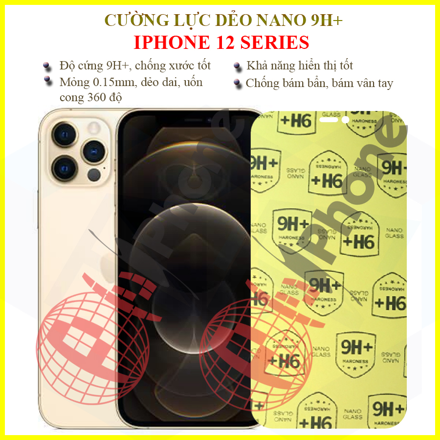 Dán cường lực nano dẻo mặt trước, sau cho iphone 12, 12 mini, 12 pro, 12 pro max