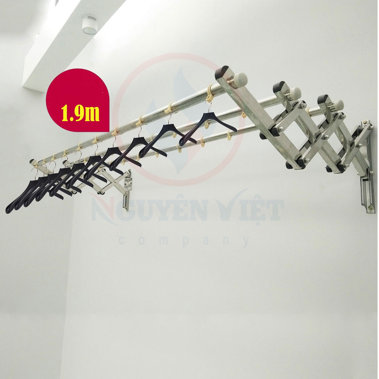 CÂY PHƠI ĐỒ THÔNG MINH XẾP GỌN INOX THANH DÀI 1.9m