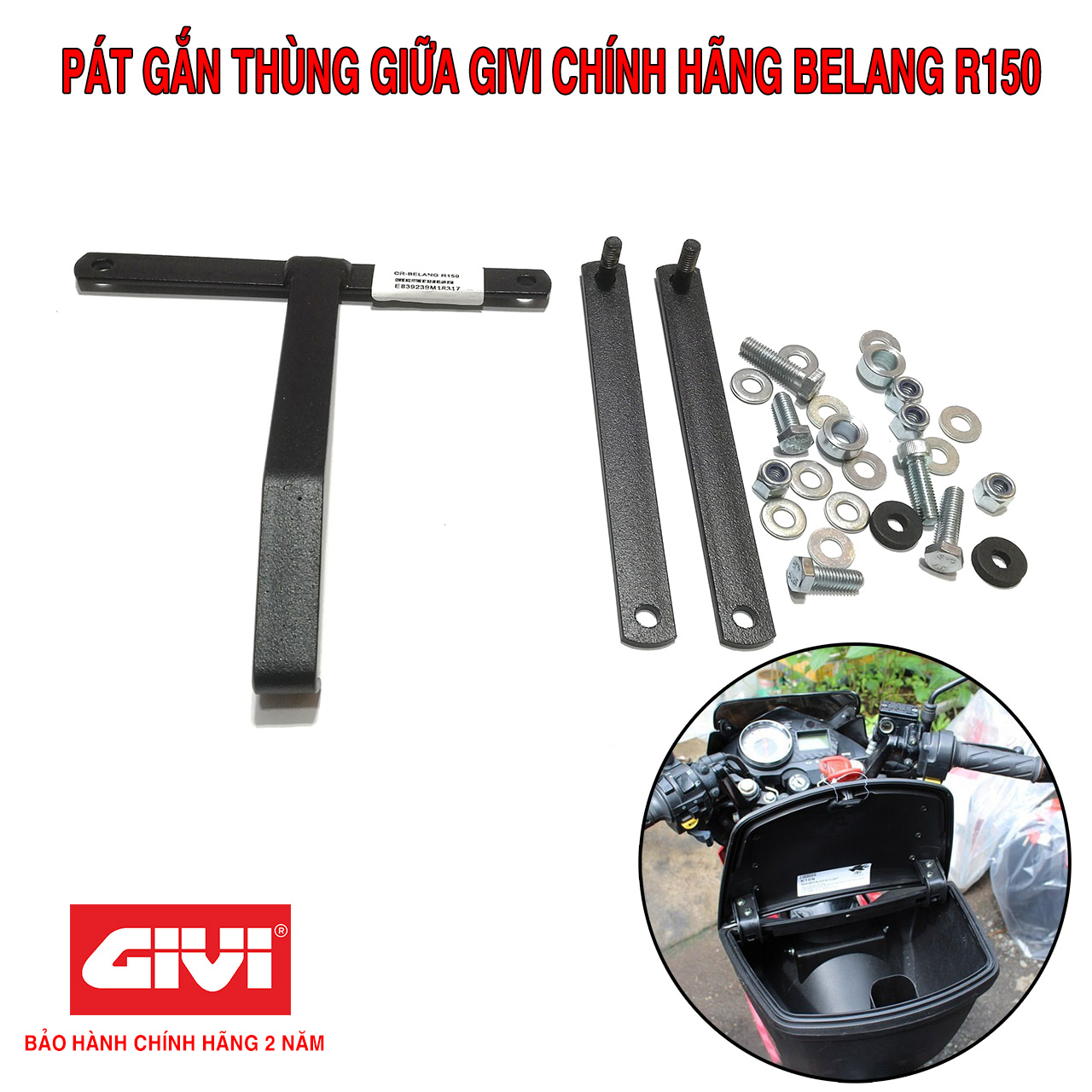 Pát Gắn Thùng Giữa Givi Raider/ Satria Belang R150 Chính Hãng - Bảo Hành 2 Năm