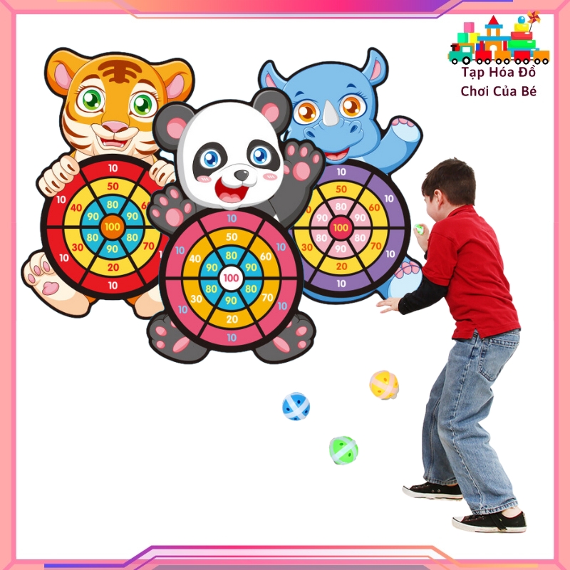 Đồ Chơi Bóng Ném Bảng Phi Tiêu Bóng Dính Cho Bé Bảng ném phi tiêu bóng gai dính tính điểm hình con vật tặng 3 bóng - Đồ chơi giải trí vận động giáo dục thông minh
