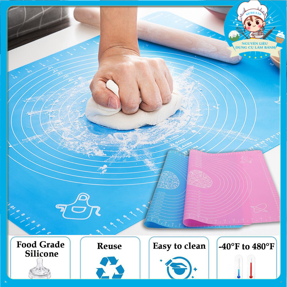 Khả năng chịu nhiệt độ cao 40*50cm cắt mat phòng bếp cán bột silicone bánh ngọt cuộn mat nhào bột nhào nướng mat lót đồ nướng
