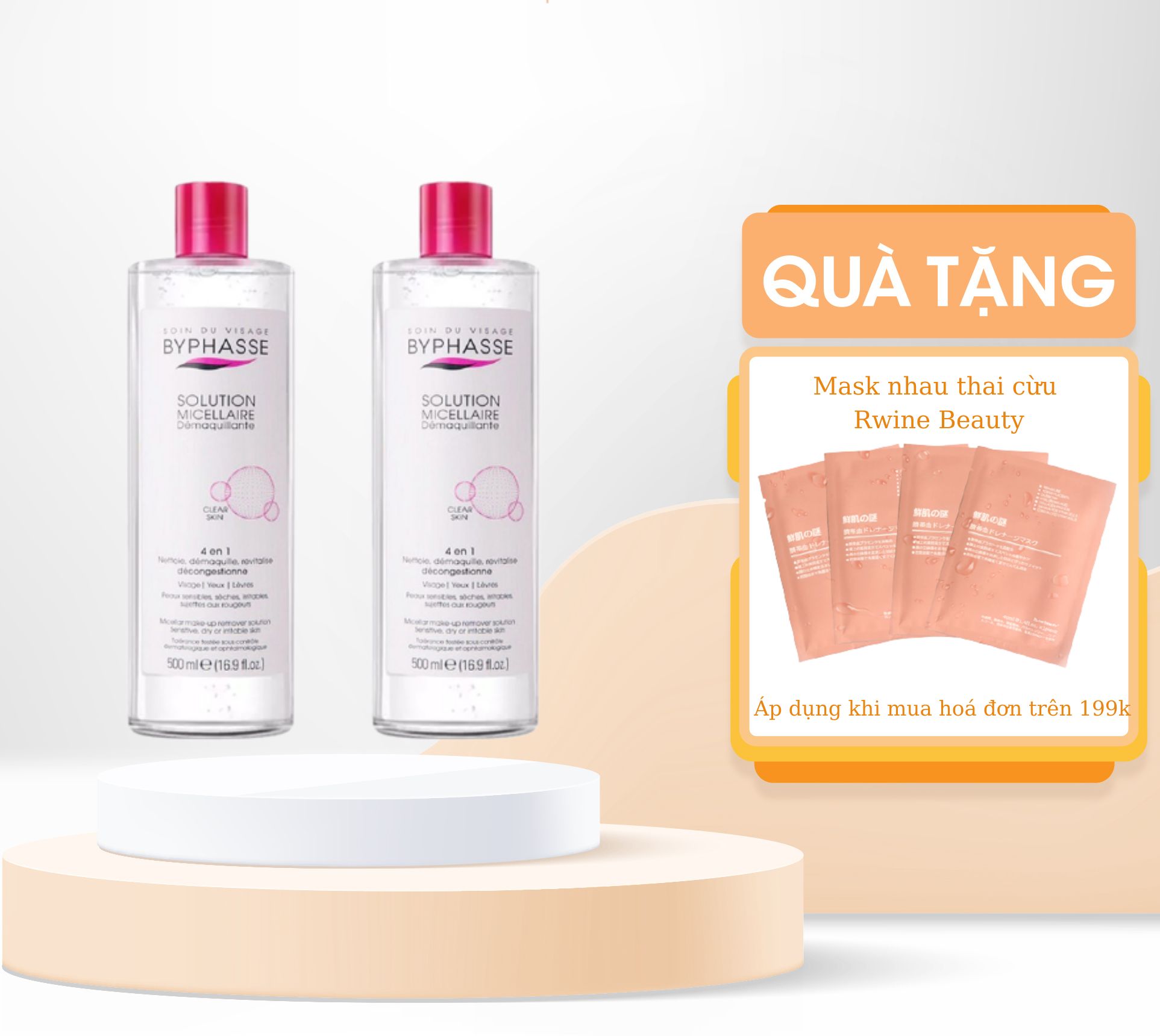 Nước tẩy trang byphasse 500ml làm sạch sâu cho mọi loại da - nước tẩy trang chính hãng làm sạch sâu + tặng kèm mặt nạ
