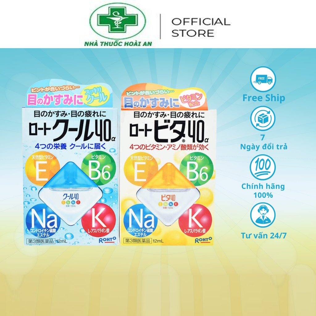 Nhỏ mắt rohto 12ml nhật bản - bổ sung vitamin