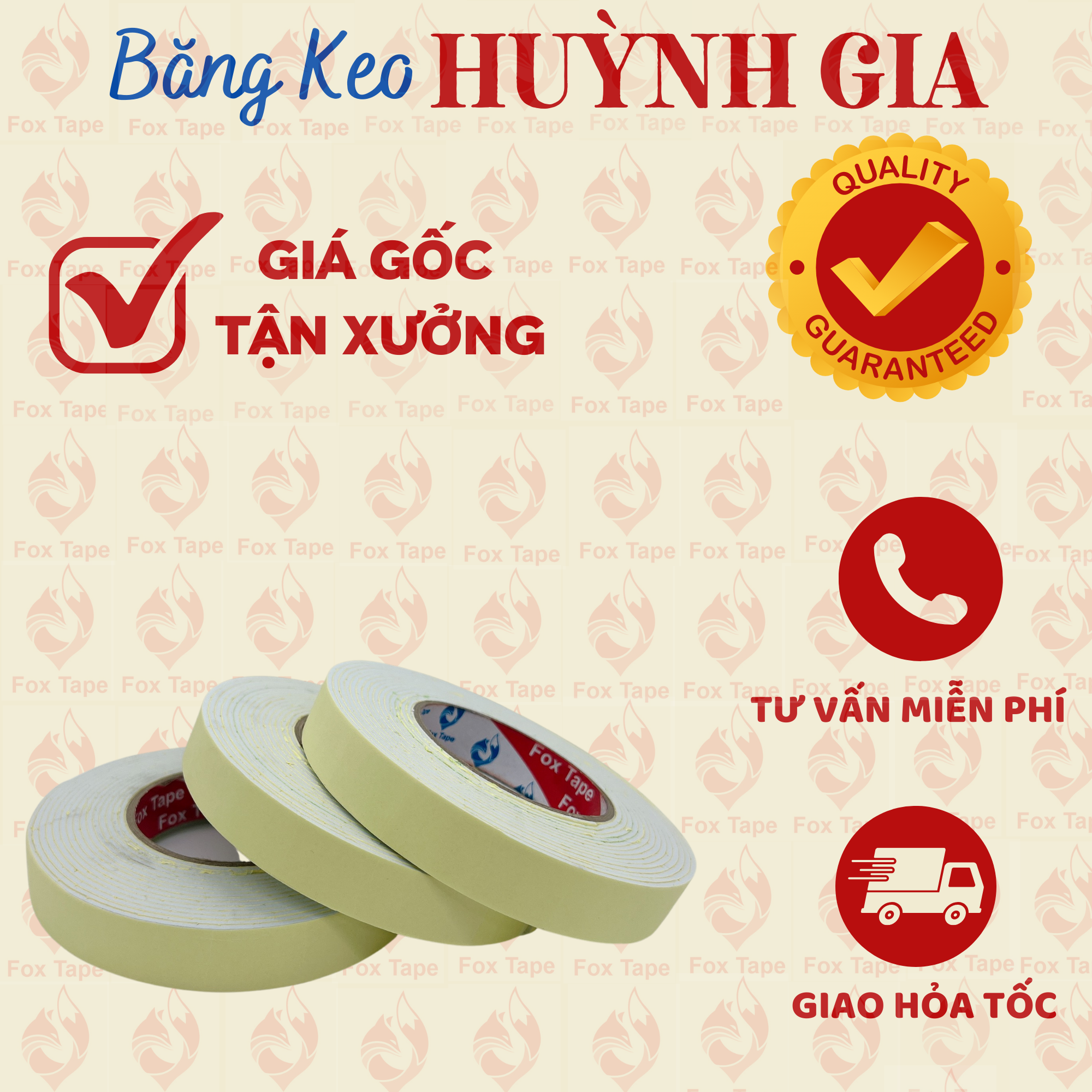 Băng keo hai mặt xốp trắng nhiều size