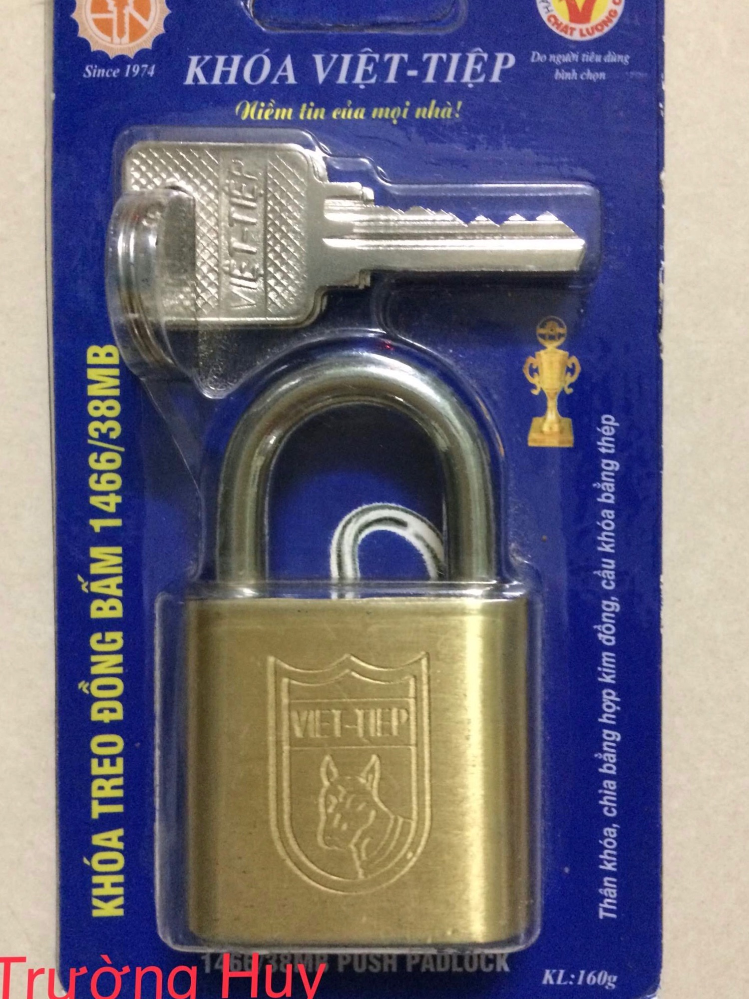 Khoá đồng bấm 4p việt tiệp 1466/38mb - bảo hành 2 năm