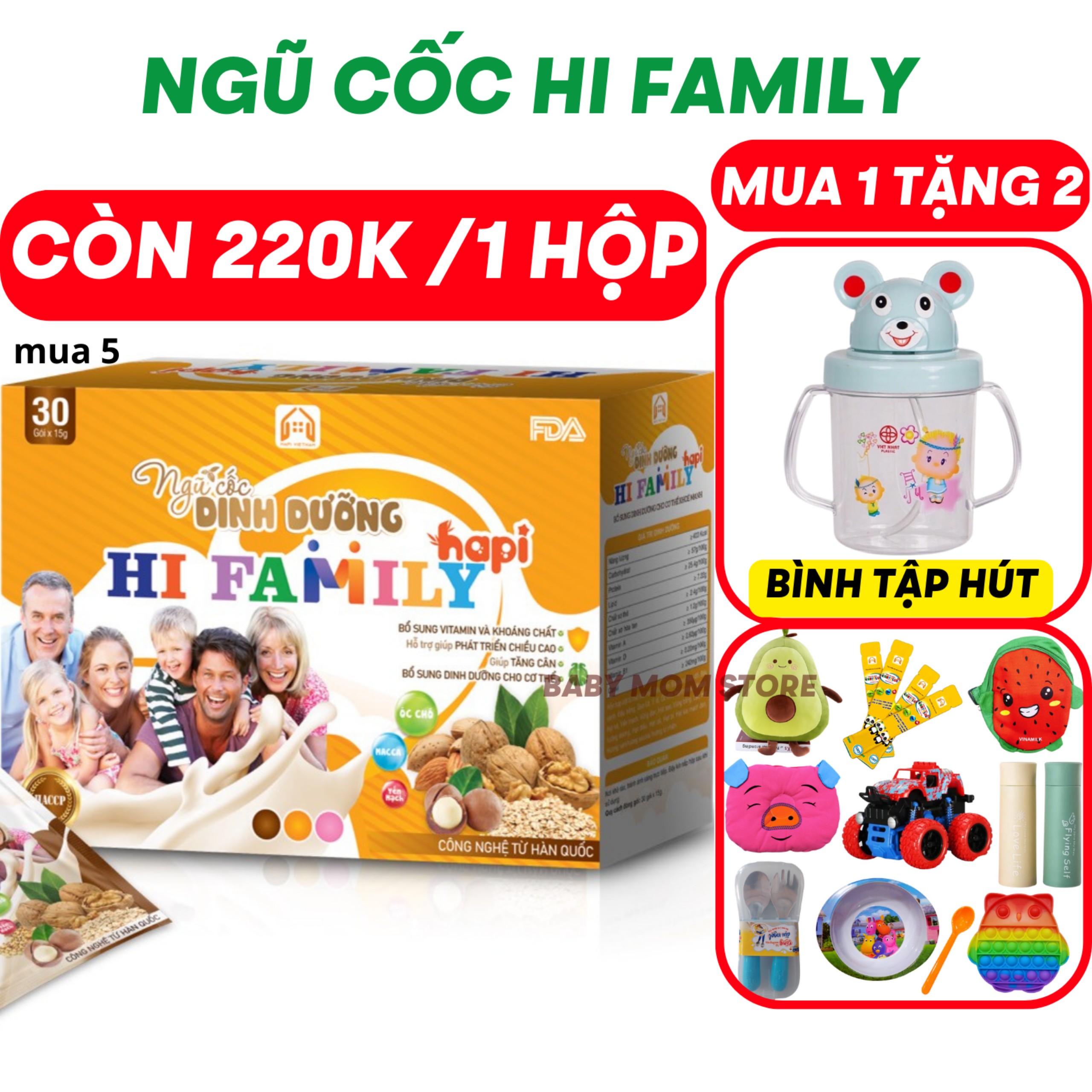 NGŨ CỐC DINH DƯỠNG HI FAMILY - Cho Mẹ Bầu Và Mẹ Sau Sinh, Giúp Bé Tăng Cân Và Chiều Cao