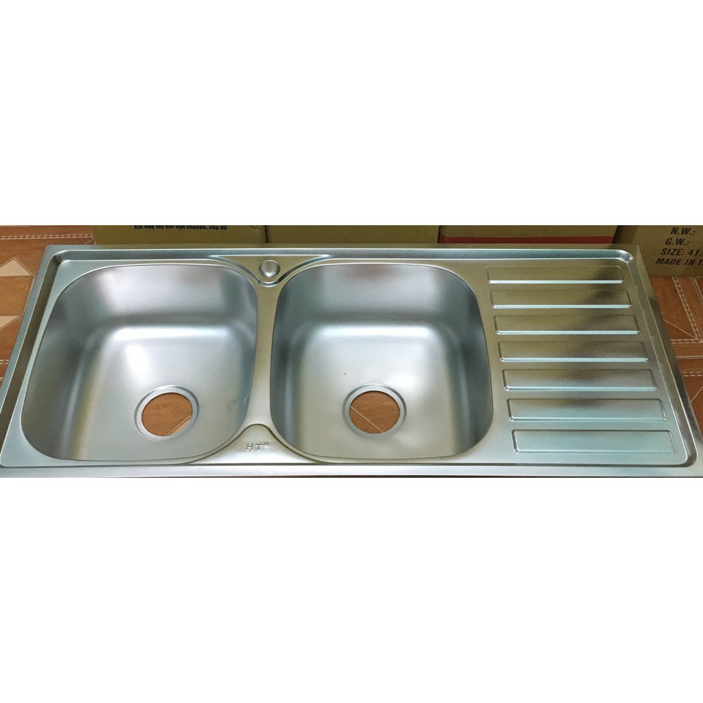 Combo chậu chén 2 hộc 1 cánh 100*46*24,.chậu rửa chén