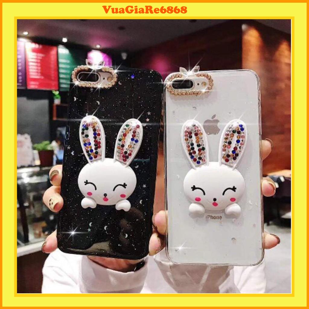 Ốp đính đá tai thỏ iphone 8/ 7/ 6/ 6s plus/ x/ xr/ xmax hình thỏ đính đá