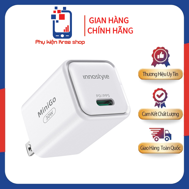 Sạc nhanh innostyle minigo gan ii pd/pps 30w ic30gpdwht