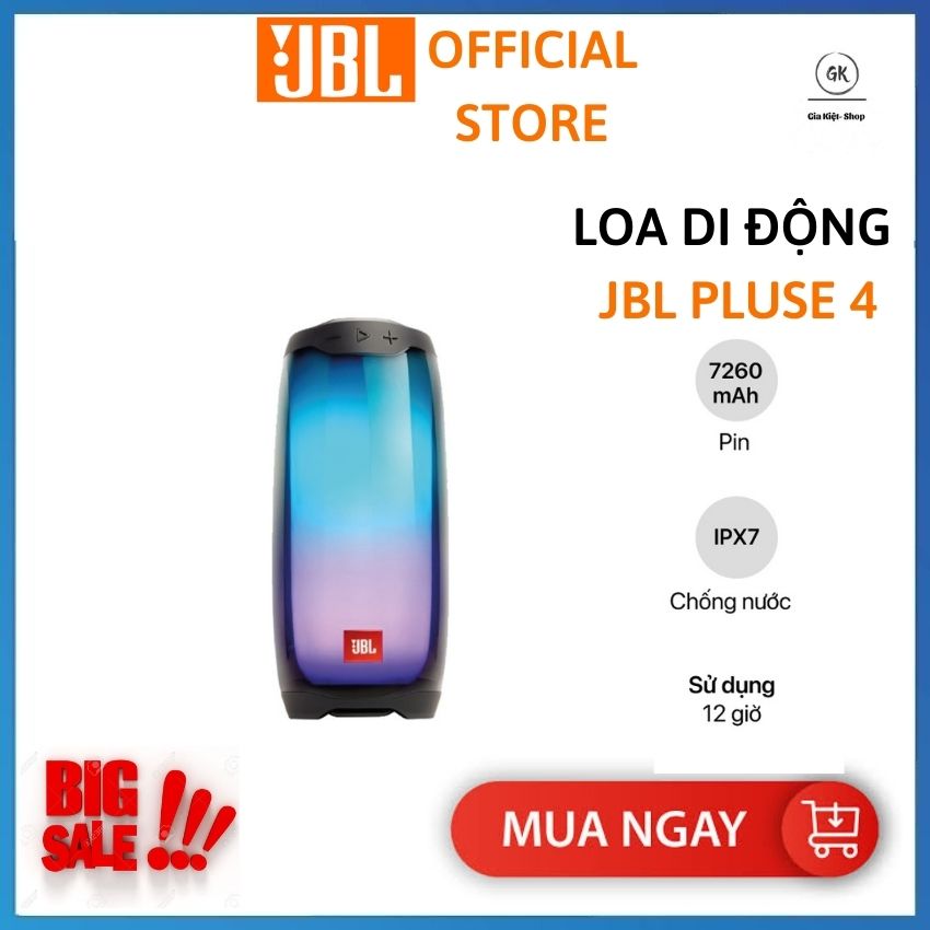 [ RẺ VÔ ĐỊCH ] Loa Bluetooth JBL Pulse 4 . Công Nghệ Âm Thanh- Đèn LED 360 Độ, Chống Nước Chuẩn IPX 7, Siêu Bass. Siêu Trầm, Âm Thanh Sống Động, Kết nối Bluetooth 4.2, Pin Khủng ,Chơi Nhạc Liên Tục 12 giờ, Bảo Hành 1 Năm .