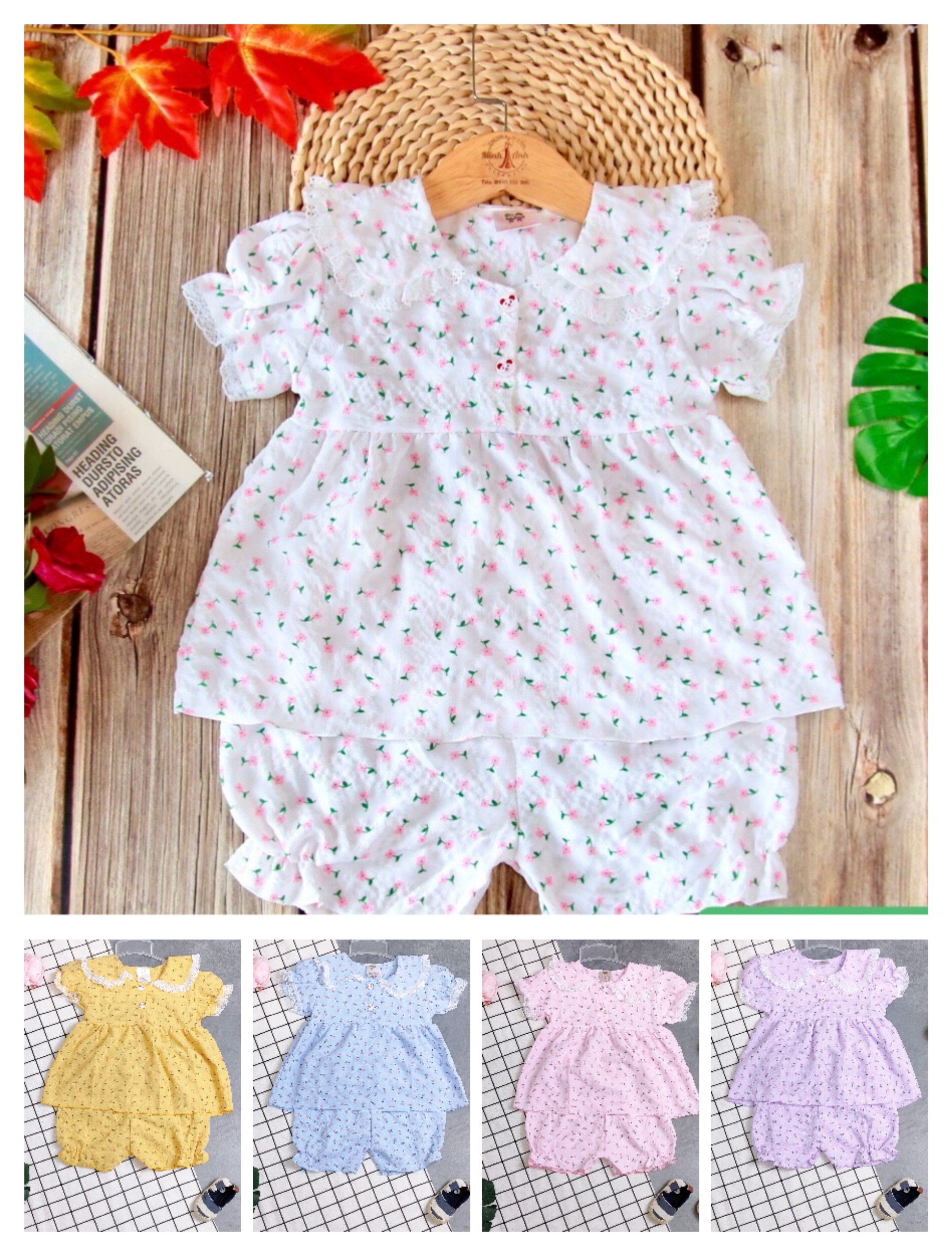 Bộ tơ xốp tay phồng bé