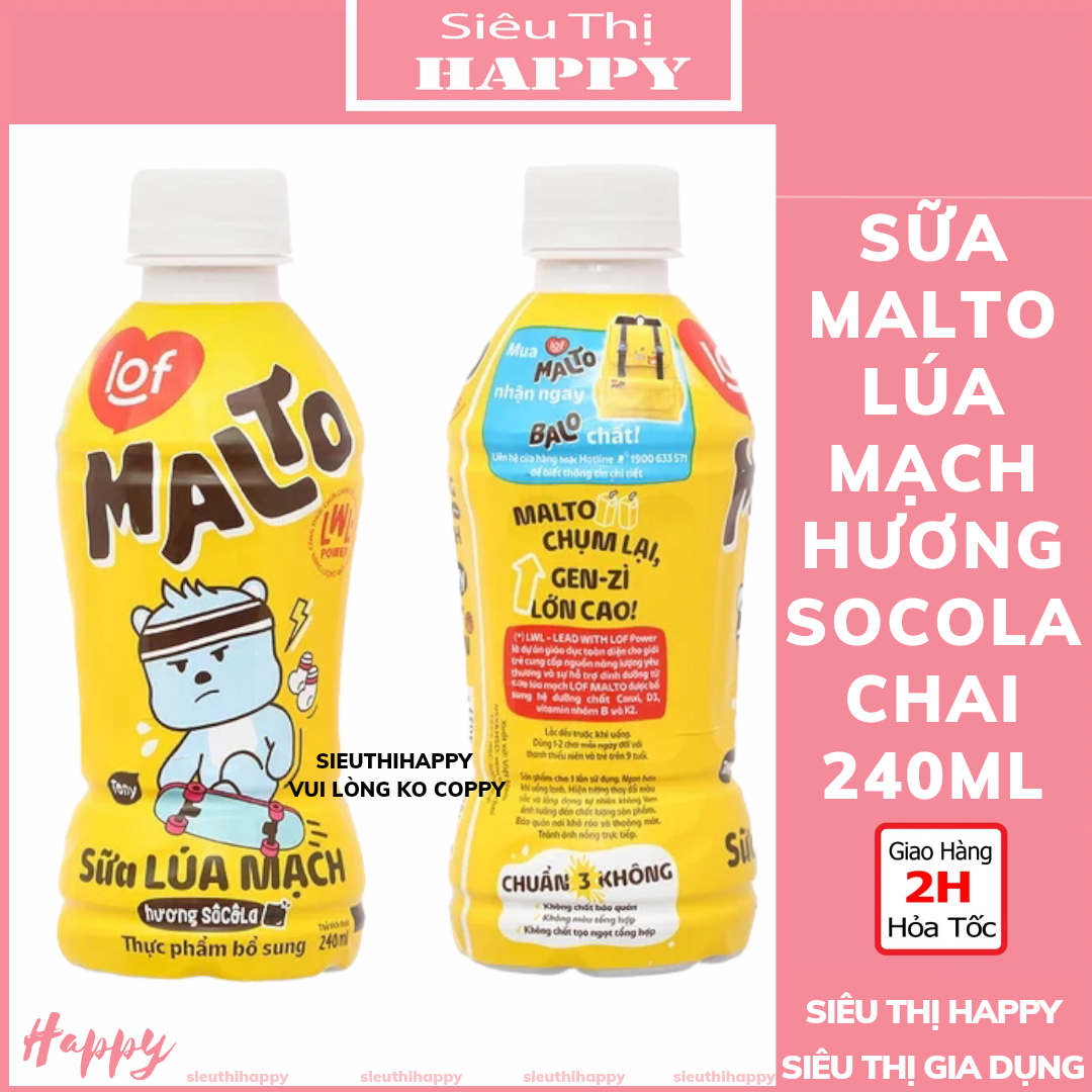 Sữa malto lúa mạch hương socola chai 240ml