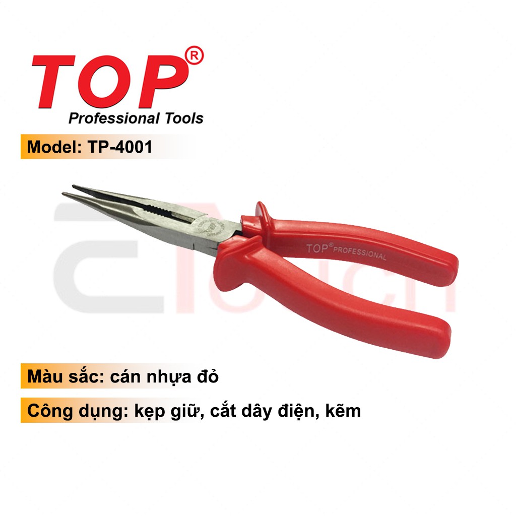 Kìm nhọn cán đỏ top - tp-4001