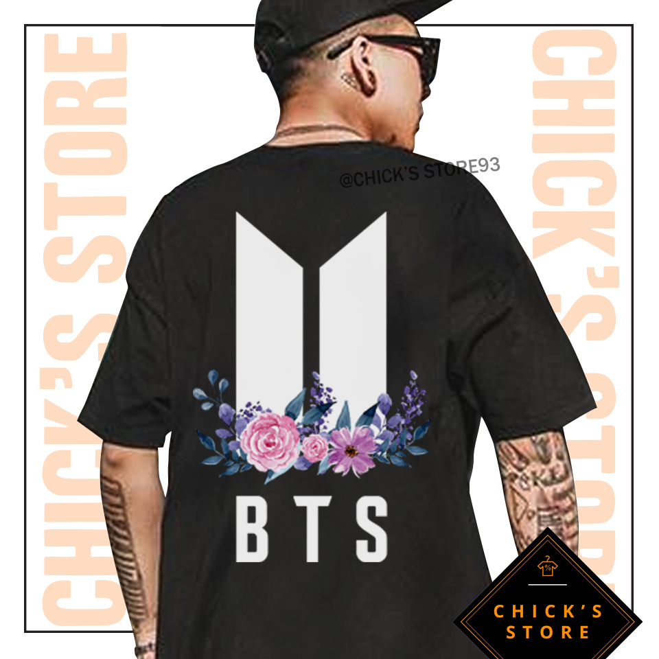Áo thun tay lỡ bts phối hoa - áo thun kpop