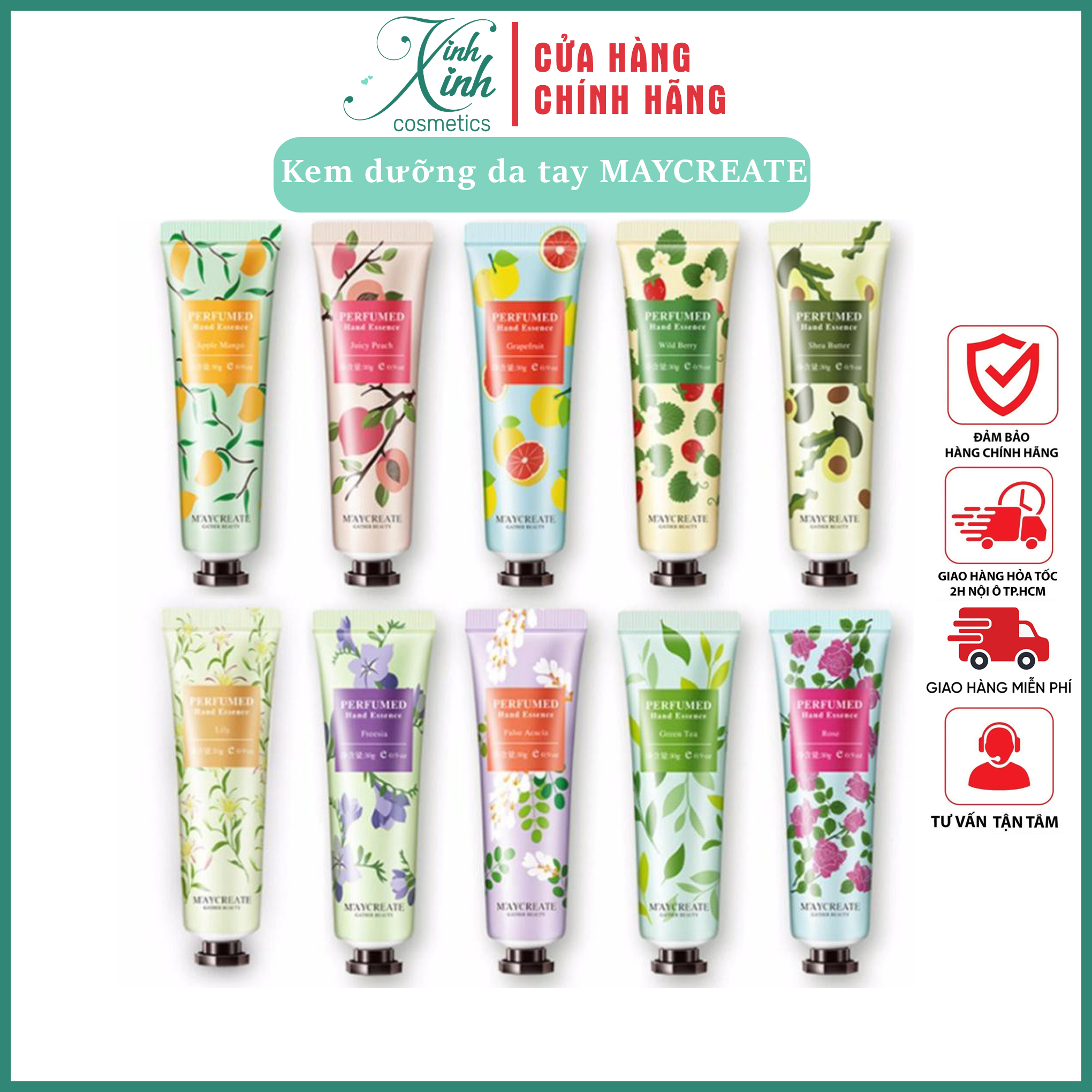 Kem dưỡng da tay Maycreate mềm mịn, Kem dưỡng trắng da tay nội địa Trung - CHÍNH HÃNG 30g giao mùi ngẫu nhiên