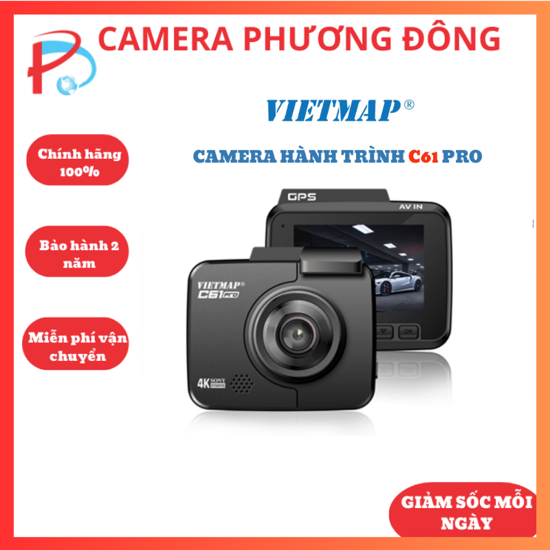 Camera Vietmap C61 Pro - Cảnh báo tốc độ giới hạn bằng giọng nói - Ghi hình 4K hành trình ô tô - Hàng chính hãng