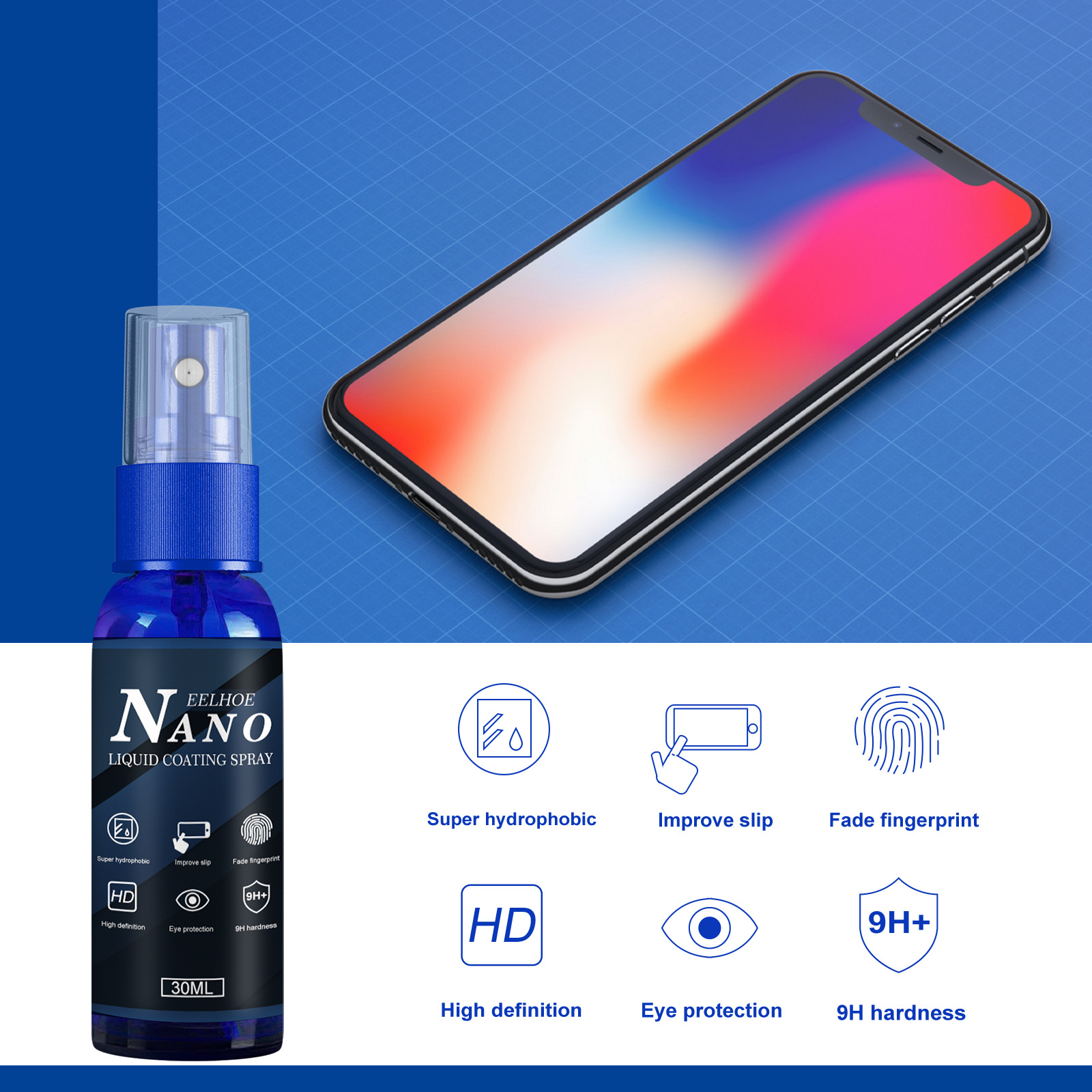 EELHOE Mobile Phone Coating Spray Mobile Phone Screen Glass Liquid Waterproof Coating Spray Oleophobic Layer