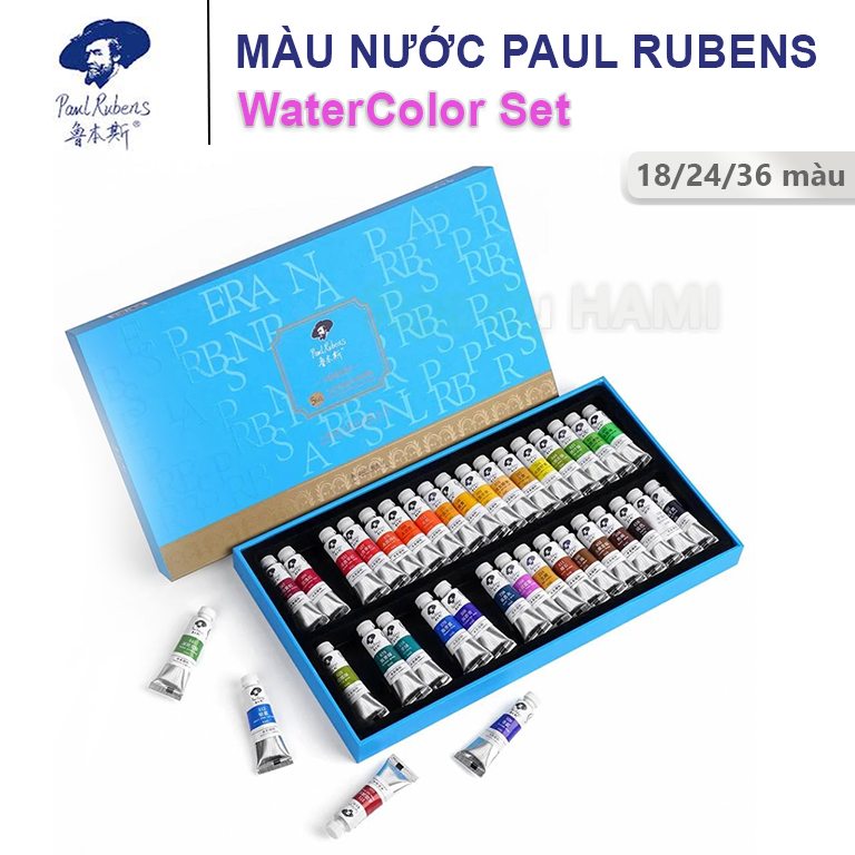 Paul Rubens Professional Watercolor Paint Set 24 Vivid Colors