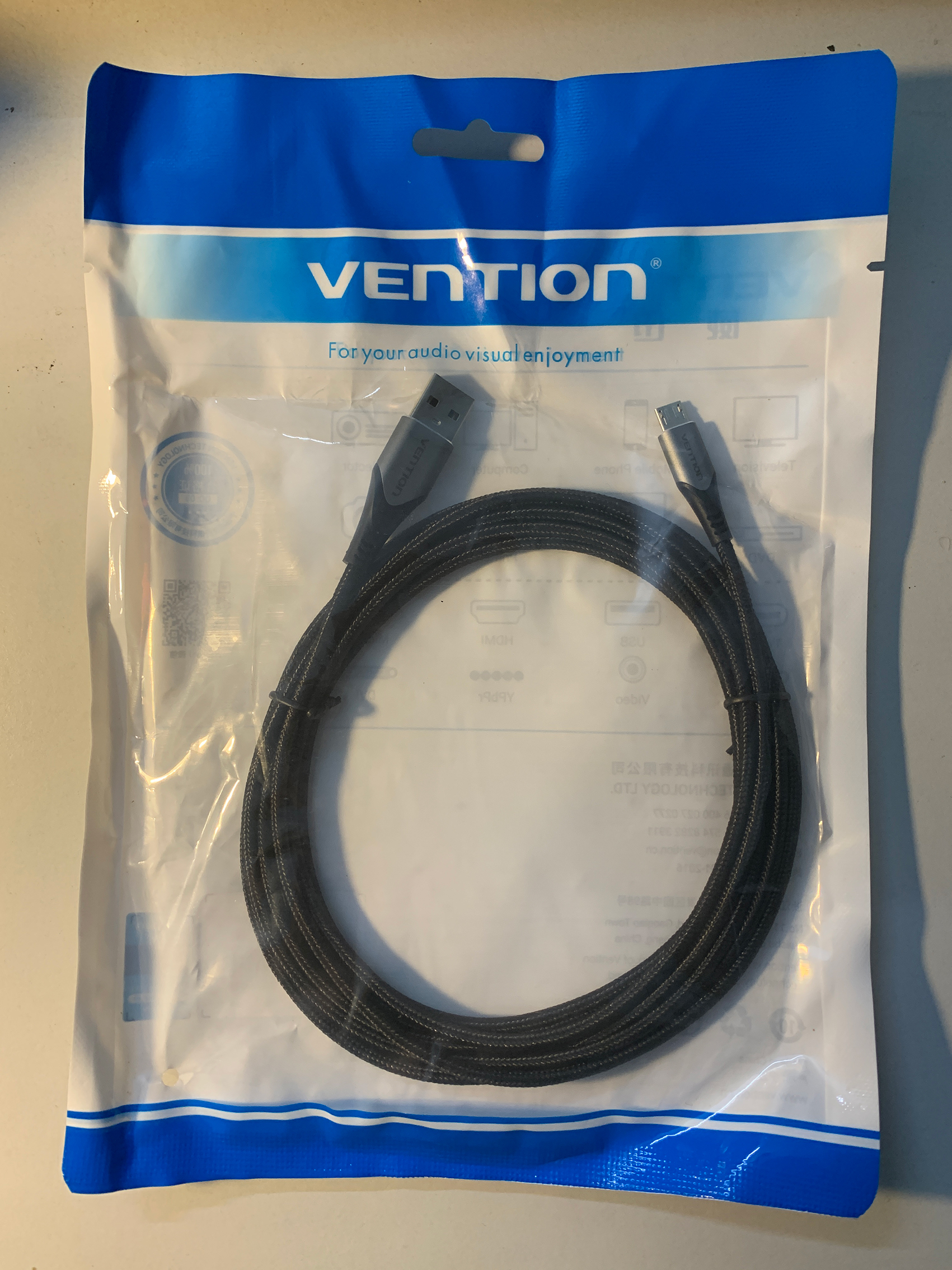 Cáp usb 2.0 to micro usb vention bọc dù siêu dài 3m