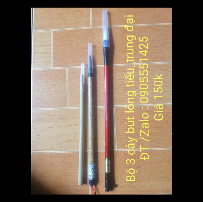 Bộ 3 cây bút lông tiểu trung đại. Bút lông viết thư pháp
