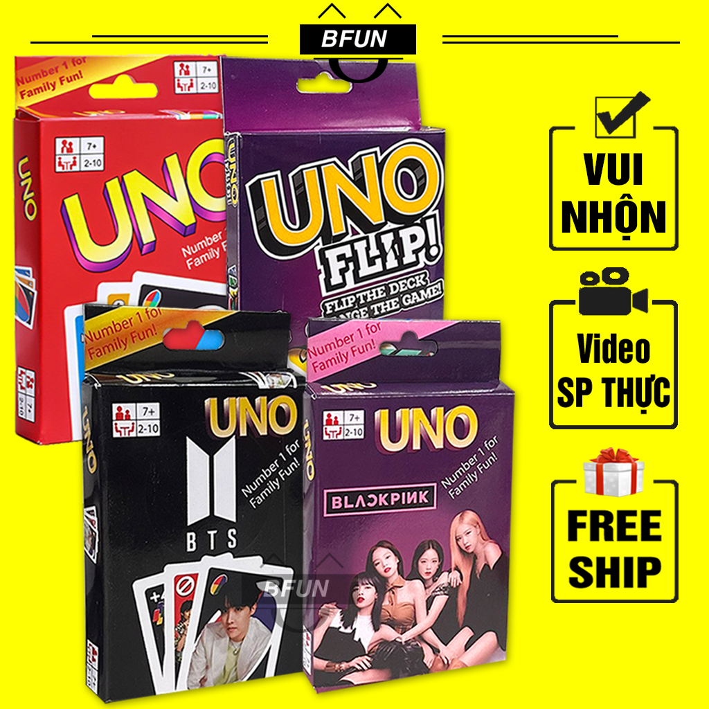 Bài UNO 108 Lá Blackpink, BTS, Flip Boardgame Cơ Bản Và Mở Rộng - Bài UNO Giá Rẻ Boardgame, Thẻ Bài Bằng Giấy Cao Cấp, Đồ Chơi Trẻ Em Trò Chơi Giải Trí Bfun