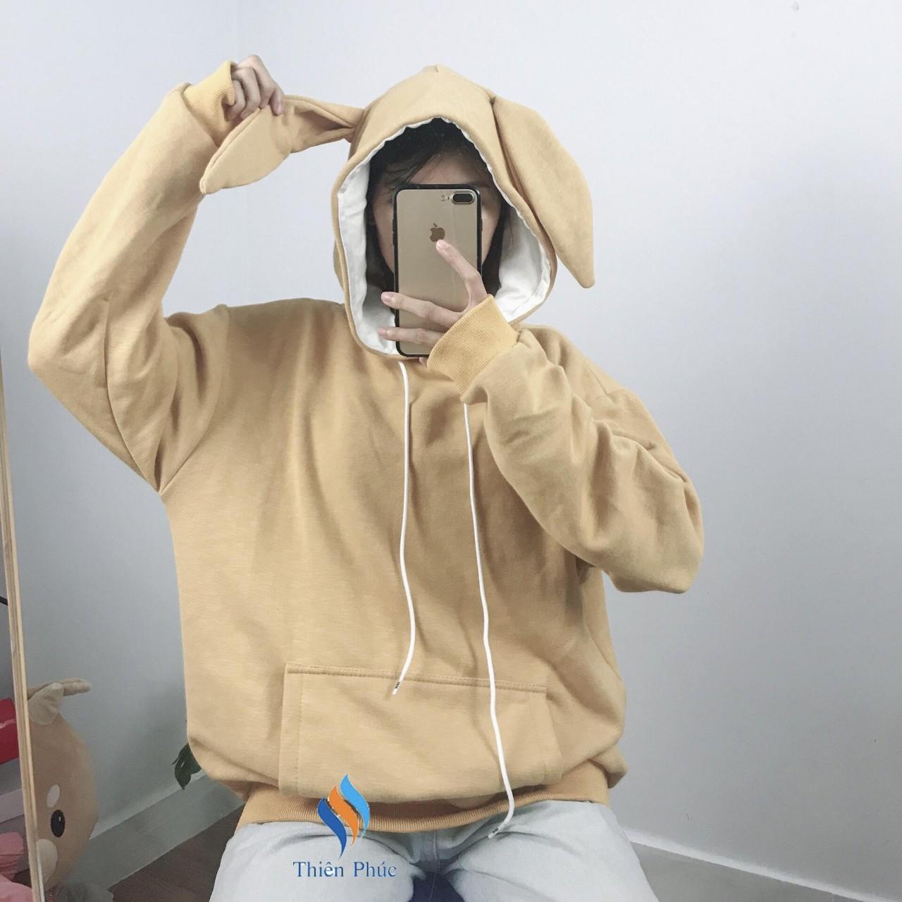 Áo khoác hoodie chui đầu tai thỏ siêu xinh