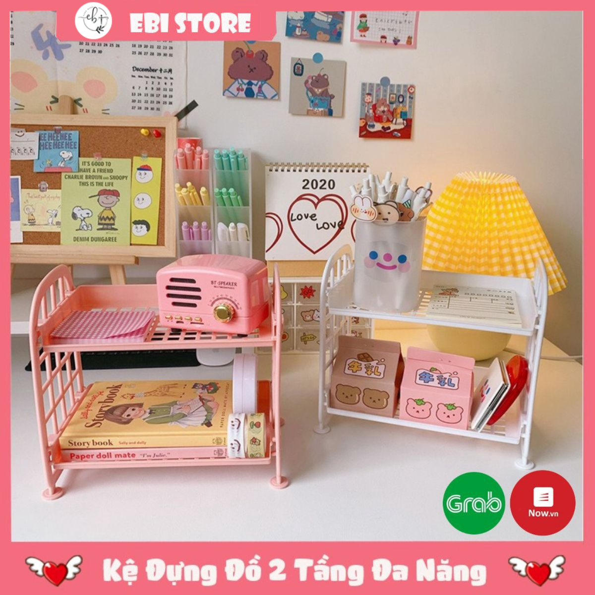 Kệ Đựng ❤️ Kệ Nhựa Mini 2 Tầng Mini Đựng Đồ Đa Năng Siêu Xinh Sẵn Hàng 6 Màu ❤️