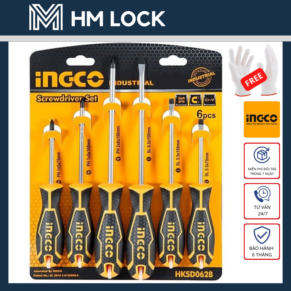 Bộ 6 tua vít ingco - hàng chính hãng - hksd0628 - hm lock