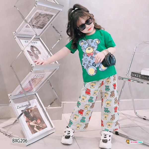 Bộ quần ống rộng dễ thương cho bé gái bxg204 2,3,4,5,6,7,8,9,10,11,12,13,14,15,16 tuổi