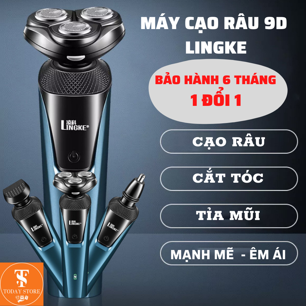 Máy cạo râu 9D Lingke, máy cạo râu đa năng, cạo râu, cắt tóc, tỉa mũi, công suất mạnh mẽ, cạo sạch ngay từ lần cạo đầu tiên, chất liệu bền bỉ, thiết kế đẹp mắt, dễ dàng mang theo khi đi du lịch.