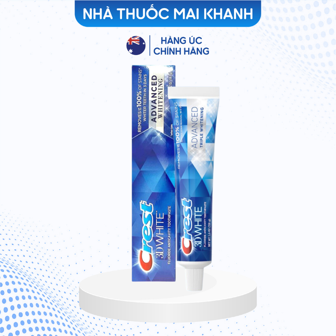 Kem đánh răng crest 3d white advanced triple whitening 147g