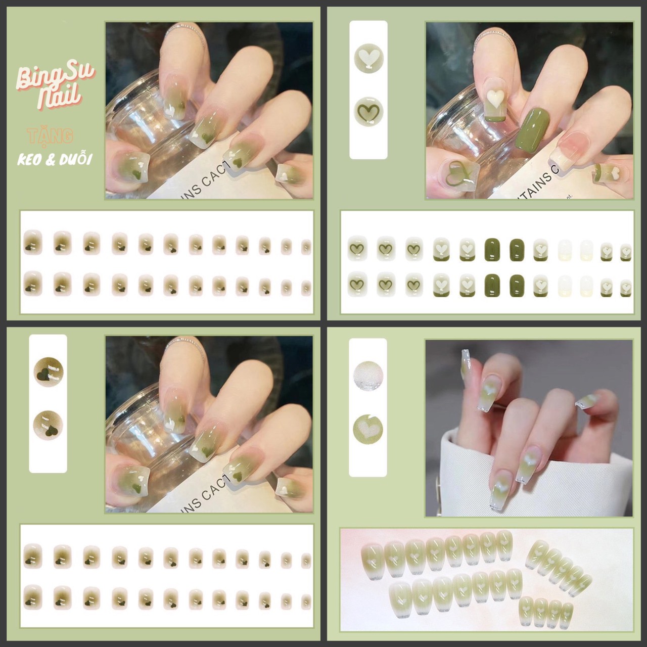Set hộp 24 móng tay giả , móng tay nhiều mẫu siêu xinh