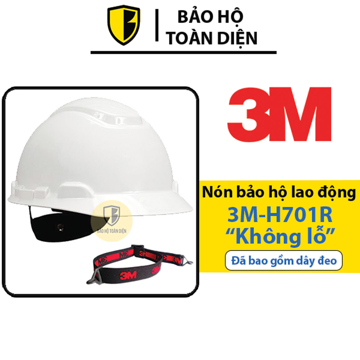 Nón bảo hộ 3m h701r không lỗ _ có núm khóa vặn. nhựa hdpe siêu bền. tặng dây nón co dãn