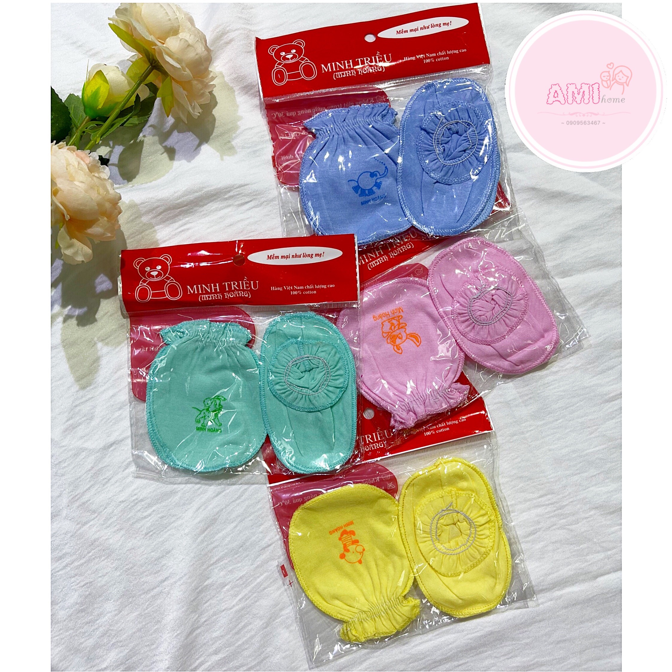 Set bao tay chân chun Minh Hoàng cho bé sơ sinh