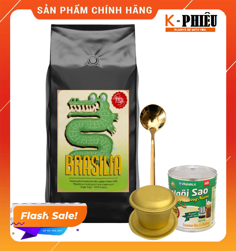 Cà phê rang xay nguyên chất Robusta túi 500gr hương vị  VIRGIN ISLANDS, BRITISH KPRDL-IM430 Light