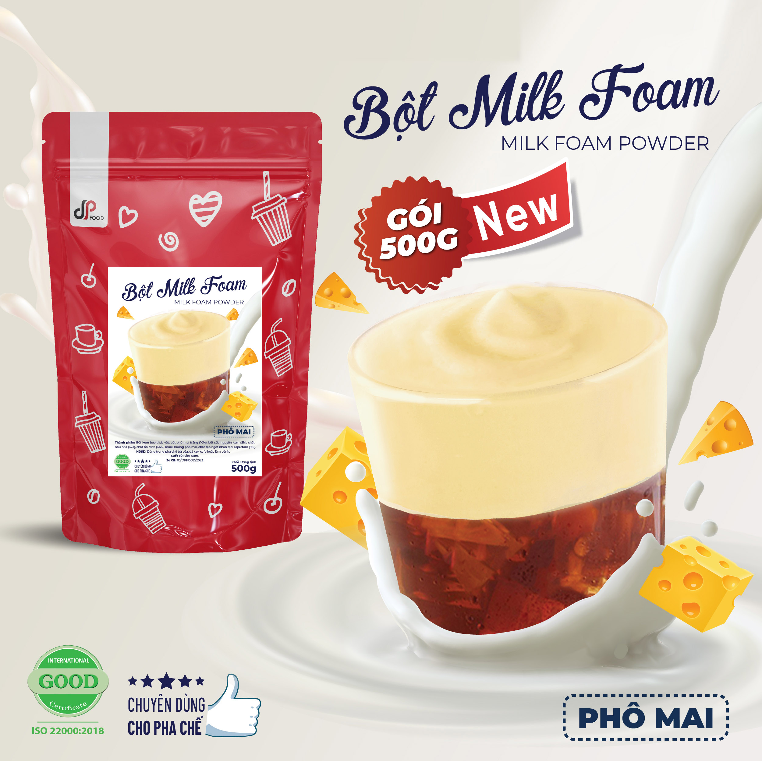 Bột Milk Foam Phô mai DP Food 500gr