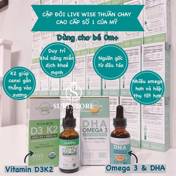 Vitamin d3k2 dạng giọt livewise baby 0-3y - 30ml