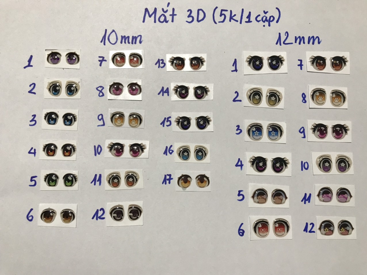Mắt 3d 12mm