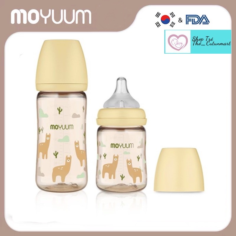 Bình sữa Moyuum mẫu mới Bình Moyuum 170ml, 270ml đổi núm Moyuum Lạc Đà