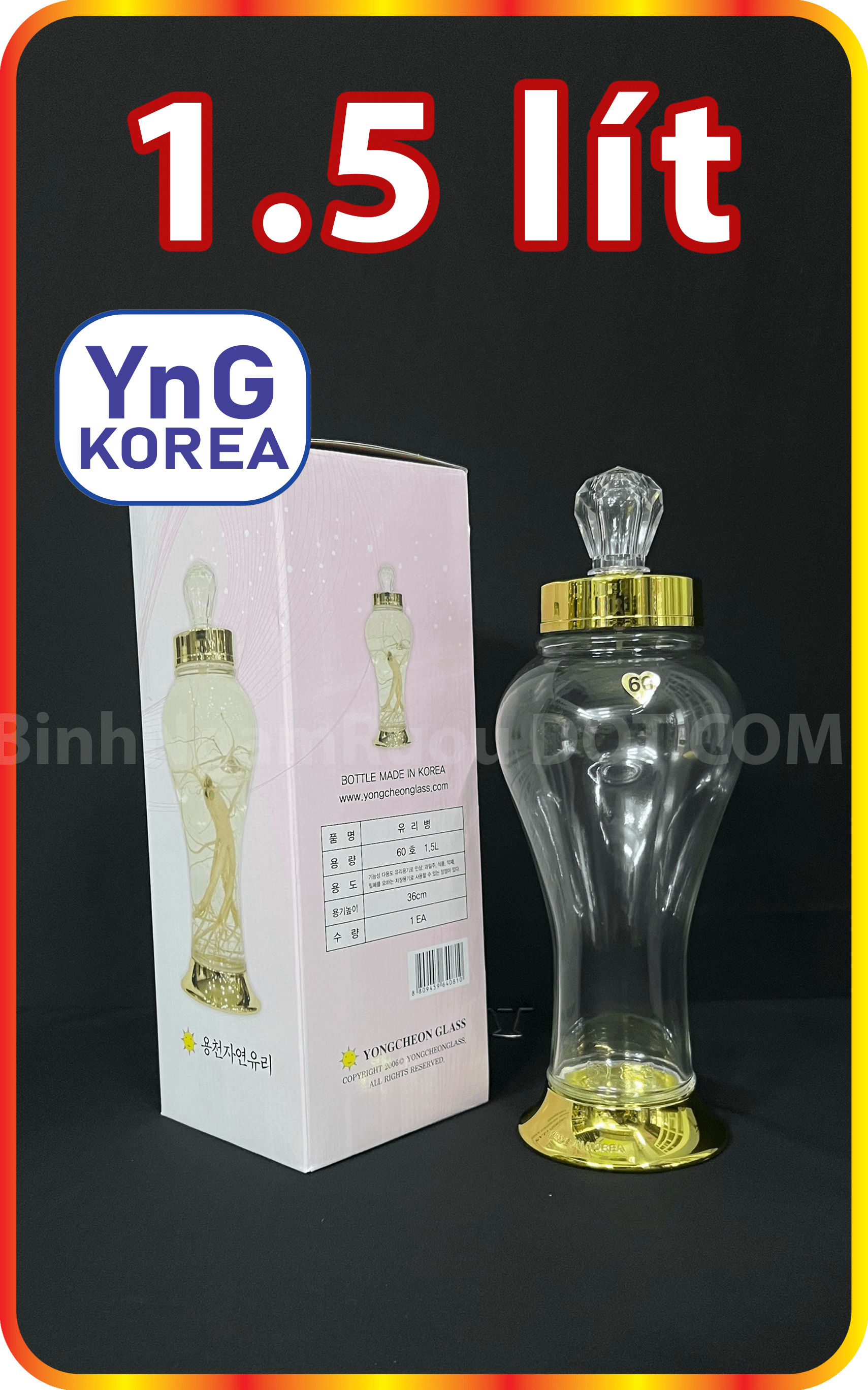 Bình ngâm rượu hàn quốc thể tích 1.5 lít no.60