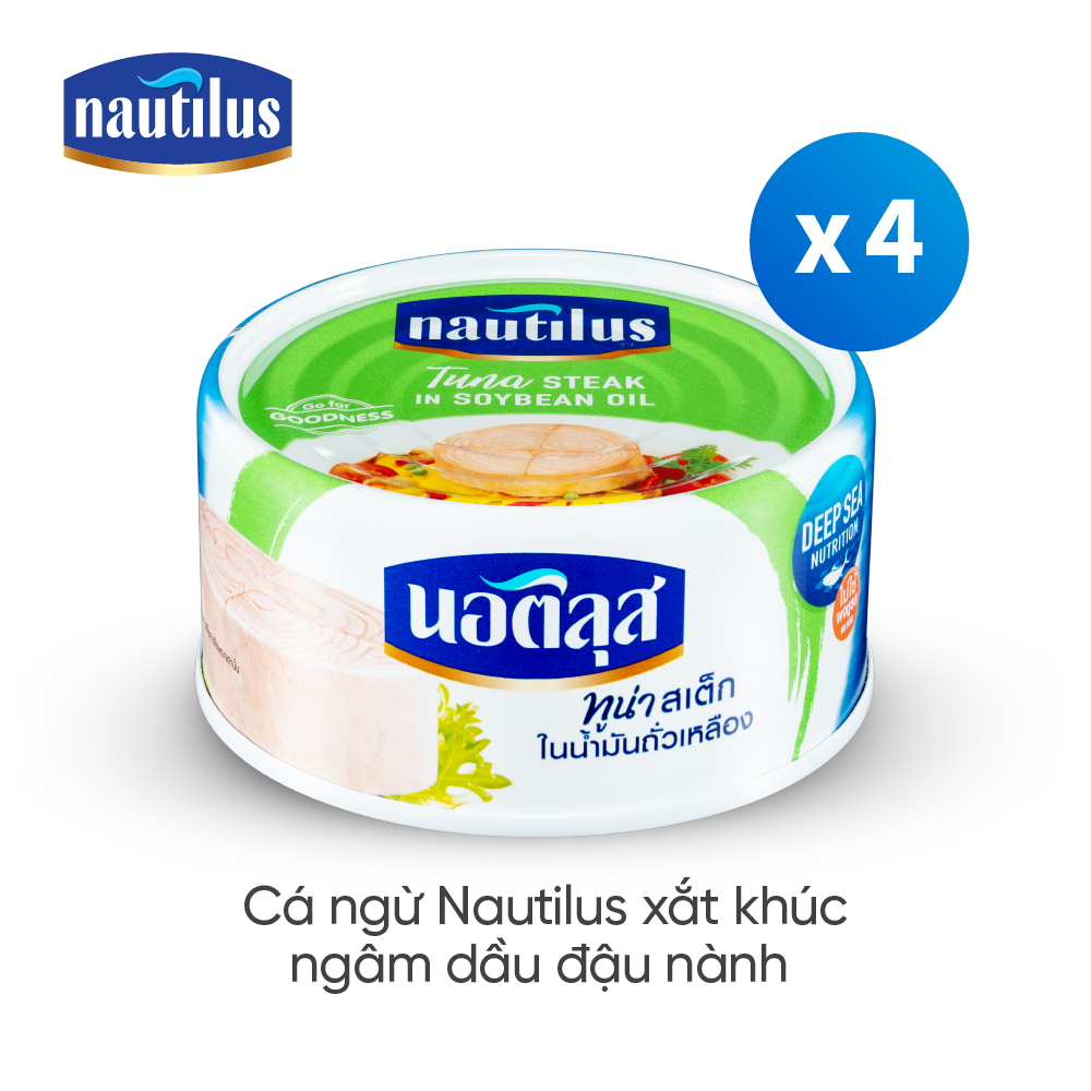 Combo 4 lon Cá Ngừ Nautilus xắt khúc ngâm dầu đậu nành